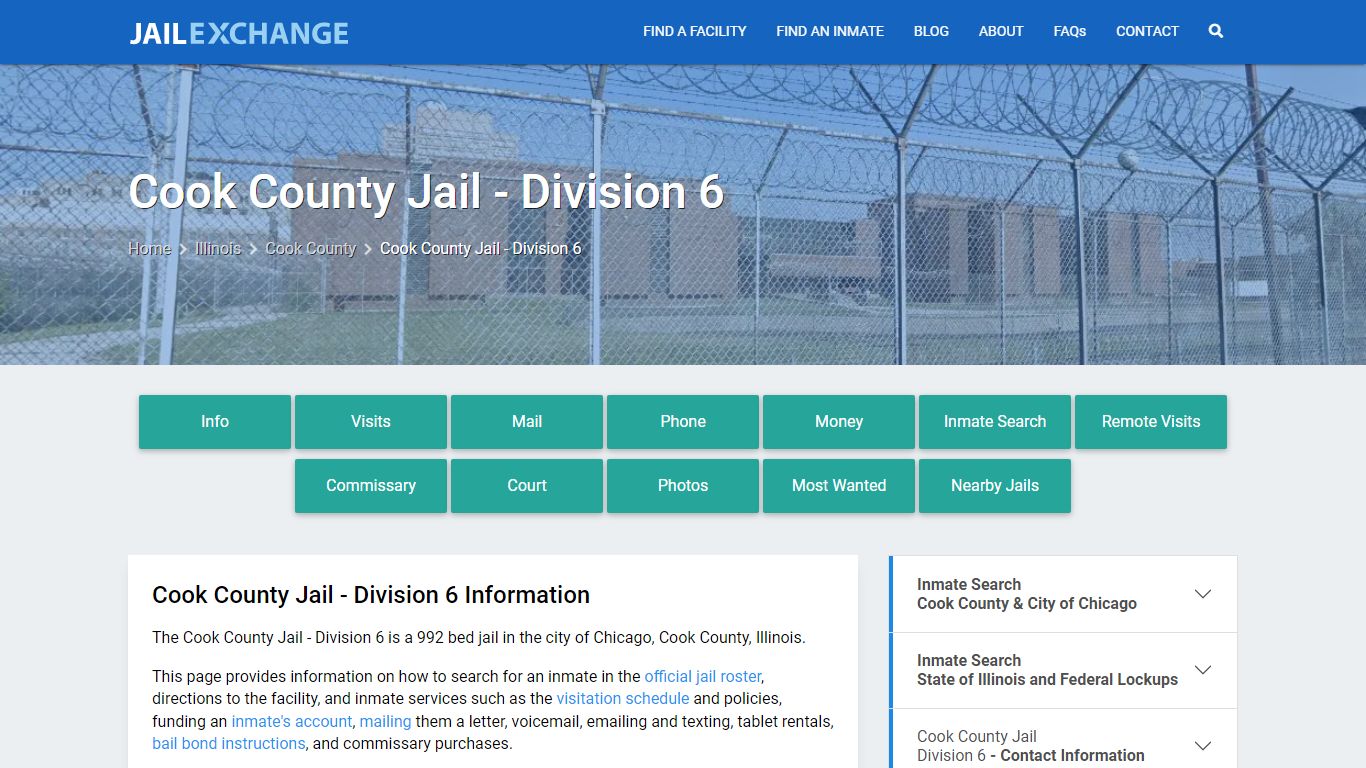 Cook County Jail - Division 6, IL Inmate Search, Information