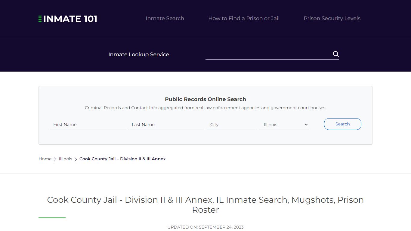 Cook County Jail - Division II & III Annex, IL Inmate Search, Mugshots ...